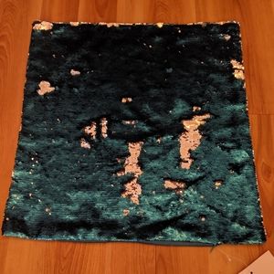 Turquoise Silver Reversible Sequin Pillow